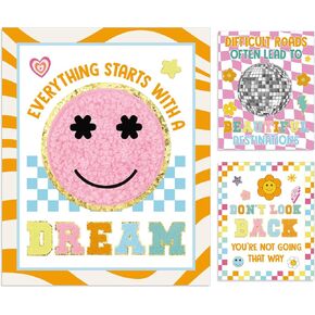 Feifeiya 12 Pcs Retro Smile Face Classroom Posters Disco Bulletin Board Decorations Hippie Positive Growth Mindset Poster Bulk Groovy Back to School Wall Decor for Nursery Elementary School Chalkboard
