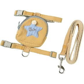 1set Yellow Backpack Star Cat Leash Adjustable Chest Strap Dog Leash Small Dog Leash(S)