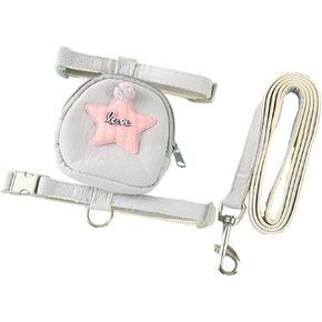 1set Grey Backpack Star Cat Leash Adjustable Chest Strap Dog Leash Small Dog Leash(M)