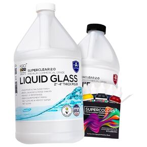 Deep Pour Epoxy Resin Liquid Glass 3 Gallon Kit, 2-4 inch Super Clear Flow Casting Resin Kit, High Temp Heat UV Resistant Epoxy, Bubble Free Food Grade Safe Low Viscosity Cast + Resin Pigment Pack