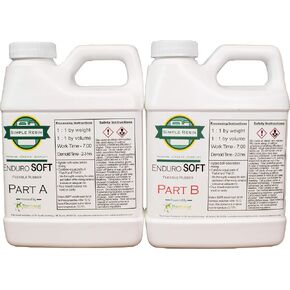 Enduro Soft - 2 Part Liquid Polyurethane Casting Rubber - Durable, Rubber Casting Resin - Soft Rubber Feel (2 lb kit (32 oz kit))