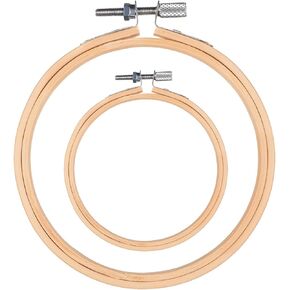 2 Pcs Embroidery Hoops Round Bamboo Frame 4/6 inch Adjustable Circle Frame Ring Hoops for Embroidery Cross Stitch and Art Craft