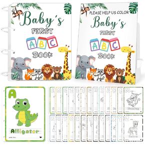 Baby's First ABC Book Baby Shower Game 26 Pcs Coloring Card Animal Alphabet A to Z Baby Shower Guest Book Alternative Baby's First Alphabet Coloring Book