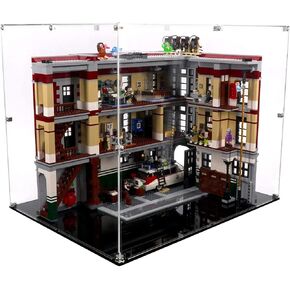Display Case Compatible with Lego 75827 - Firehouse Headquarters (Open) Clear