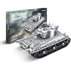 Piececool 3D Metal Puzzles for Adults, M4 Sherman Medium Tank Model Kits, Military Model Kits to Build DIY Hobbies Home Decoration Best Gifts