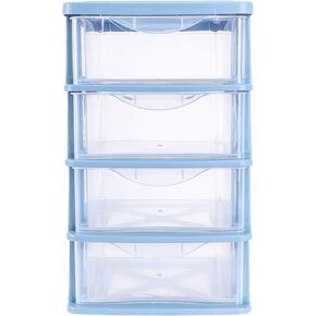 NUOBESTY Desktop Storage Drawer Cosmetic Makeup Organizer Plastic Drawer Organizer 3 Drawer Mini Desktop Drawers Home Office Table Storage (Blue) |9x6.9inches