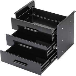 16 بوصة شريحة تحت Desk Derer 3 طبقة سحب المكتب منظم التخزين المعدني مثبتة مخبأة تحت المنضدة لكتابة محطة العمل على المكتب ، مكدسة رأسيا ، أسود