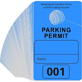 500 Pack Parking Permit Hang Tag Plastic Parking Placards Numbered 001-500 PVC Hang Tag 3 x 5 Inch for Car Rear View Mirror