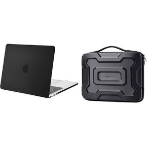 MOSISO Compatible with MacBook Pro 13 inch Case M2 2025-2016 A2338 M1 A2251 A2289 A2159 A1989 A1708 A1706, Plastic Hard Shell Case Cover&Mechanical Geometric EVA Carrying Laptop Bag with Handle,Black