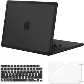 MOSISO Compatible with MacBook Pro 16 inch Case 2025 2024 2023 2022 2021 M4 M3 M2 M1 A3403 A3186 A2991 A2780 A2485,Anti-Cracking Heavy Duty TPU Bumper Hard Case&Keyboard Skin&Screen Film, Black