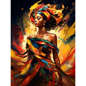 Diymood Paint by Numbers Kits for Adults African American, DIY Oil Painting African Women Acrylic Paint by Number for Adults Beginner with Brushes for Home Wall Decor 12x16 inch