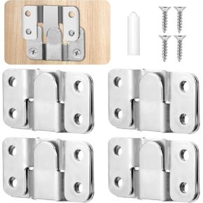 Flush Mount Bracket 4 Pairs Interlocking Flush Mount Bracket with Screws Headboard Wall Mounting Brackets Large Picture Hanger Hanging Buckle Furniture Connector Sectional Couch Connectors