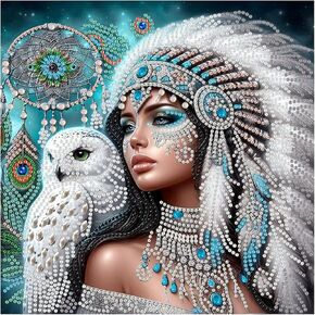 Ceiomez Woman Owl Diamond Painting for Adults, Special Shape Diamond Art Kits for Adults, DIY 5D Crystal Rhinestones Painting kit for Home Wall Decor Gift Relaxation 12x12 inch