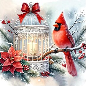 Sjutouci Cardinal Diamond Painting Kits للبالغين ، مجموعات فن الماس للمبتدئين ، DIY 5D Drill Diamond Dots Gem Gem Art Home Wall Decor