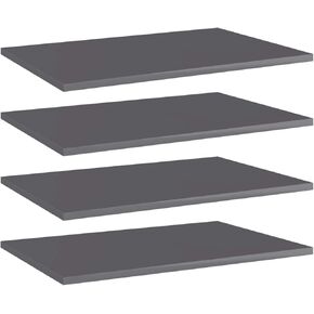 Bookshelf Boards 4 pcs High Gloss Gray 23.6"x15.7"x0.6" Engineered Wood Book Shelf Bookshelves Replacement Shelves for Bookcase