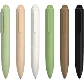 Ballpoint Pens, Mini Cute Macaron Retractable Ballpoint Pen Set - 6 Pack | Black Ink Medium Point, Fast Drying, Portable, Comfortable Writing | Office Bible Journaling Pens (Solid Macaron)