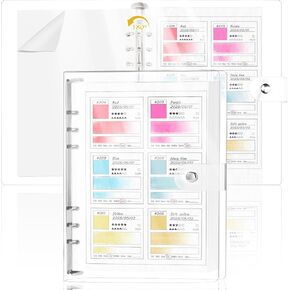 2 Pack A5 Watercolor Swatch Book Painters Color Diary 15 Sheets Water Color Paper for Artists 140lb 100% Cotton 16 Sheets Glassine Watercolor Coloring Book Binder for 6 Ring with Pvc Cover (2)