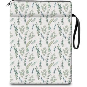 Book Sleeve for Book Lovers Gifts, Cute Book Pouch Book Protector with Zipper and Front Pocket BookCover Case for Women Men Reader Book Accessories Watercolor Boho Leaf