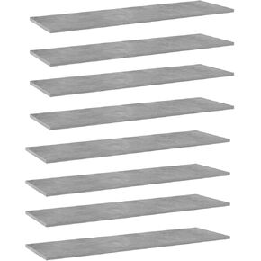 Bookshelf Boards 8 pcs Concrete Gray 39.4"x11.8"x0.6" Engineered Wood Book Shelf Bookshelves Replacement Shelves for Bookcase