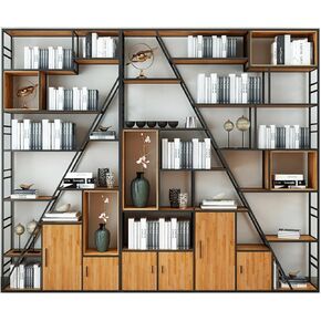 Bookshelf Creative Metal Bookshelf Floor-to-Ceiling Bookcase Living Room Display Rack Study Office Partition Decorative Rack Bookshelves(C-150cm)