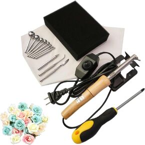 Electric Fabric Flower Maker, 11 Ironing Heads, Artificial Flower Ironing Machin, DIY Fake Flower Making Tool Set, with Anti-scalding Bracket, for Handmade Flower Making Lovers