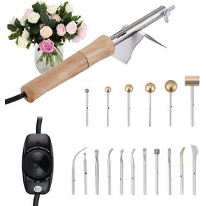 Fabric Flower Making Tool, Adjustable Temperature Electric Fabric Flower Maker with Anti-Scalding Bracket, 17 Heads Artificial Flower Ironing Machine, Fake Flower Making Tool