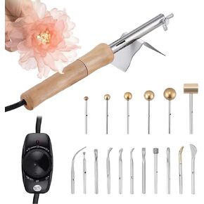 Electric Fabric Flower Maker Making Tools, Artificial Flower Making Kits with 17 Ironing Heads, Floral Arrangement Tool Kit, Adjustable Temperature with Anti-Scalding Bracket