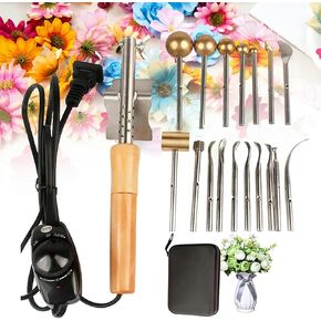 17 Heads Fake Flower Making Tool Set, Artificial Flower Ironing Machine, Adjustable Temperature Anti-Scalding Bracket, for Fake Flower Making, Handmade