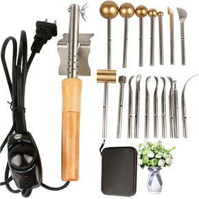 Electric Fabric Flower Maker, DIY Fabric Flower Making Tool, with 17 Ironing Heads and Adjustable Temperature 150-250℃, Anti-Scalding Bracket, Fake Flower Making Tools