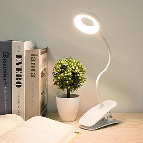 Desk Lamp Clip on Reading Light, Dorm Room Essential Clip on Light Wall-Mounted, Portable Desk Light Mini Clip Lamp, Small Bedside Lamp with Clamp, Rechargeable Reading Lights for Books Dorm Makeup