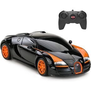 RASTAR RC Car | 1:24 Bugatti Veyron 16.4 Grand Sport Vitesse Radio Remote Control Racing Toy Car Model Vehicle, Black/Orange