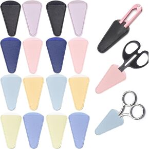 16 PCS Scissor Tip Covers Scissor Sewing Scissor Sheath Cover Safety Synthetic Leather Sheath Scissors Protector Hair Cutting Scissor Sheath for Portable Beauty Tool Protection Cover Bags
