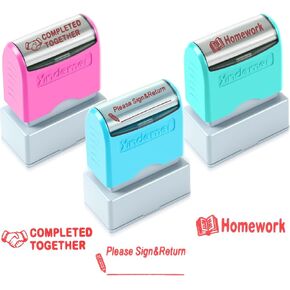 3 Pcs Teacher Stamps Set Self Inking Please Sign & Return Homework Completed Stamps Essential for Classroom Grading Back to School Dormitory Supplies