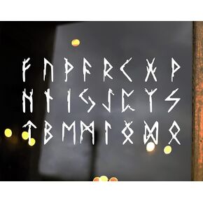 Set of 24 Runic Alphabet Vinyl Decals V2 - Elder Futhark Runes Viking Norse - Die Cut Stickers