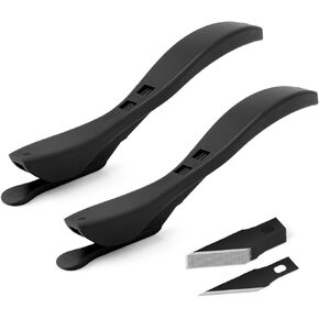 FOSHIO Wrapping Paper Cutter 2 Pack, Christmas & Birthday Sliding Gift Wrap Cutter Tool with 10 Blades, Gift Wrapping Supplies Wallpaper Knife Vinyl Wrap Window Film Car Wrap Kit (Black + Purple)