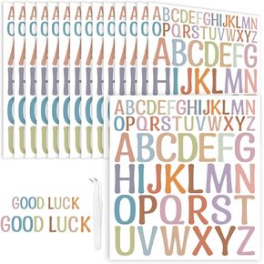 15 Sheets Vinyl Letter Stickers 1 Inch & 2 Inch, Colorful Capital Alphabet Stickers Letter Decals Labels Self Adhesive Waterproof for Scrapbooking Water Bottle Crafts Mailbox Poster Sign DIY
