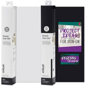 Cricut Iron-On Vinyl Bundle -12ft Rainbow HTV, 5ft Black and White Rolls - Heat Transfer Vinyl for Cricut, Silhouette and Cutting Machines - Beginner Cricut Accessories for Custom Shirt Craft Projects
