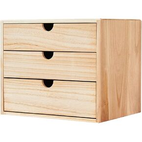 2/3/4-Drawer Desk Organizers,Flat File Cabinet,Wooden Storage Box,Home Office Supplies Desk Accessories,Solid Wood,Can Accommodate A4 Size (Size : 3) ()