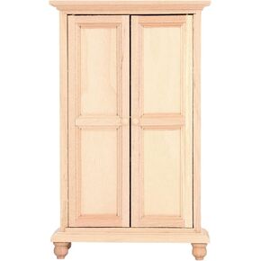 1:12 Dollhouse Wardrobe, Wooden Miniature Double Door Closet Furniture Accessory for Bedroom Living Room