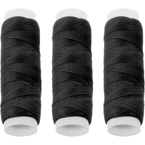 3 Rolls Black Weave Threads Sewing Thread for Hair Weave Bundles Making Wig DIY Weaving Thread for Making Wigs Hand Sewing Hair Weft DIY (Black)