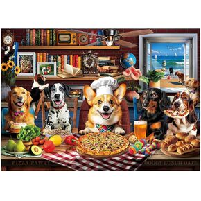 BenBen Puzzles for Adults 500 Pieces, Dogs' Dinner Party, Dog Jigsaw Puzzle with Letters on Back, Funny Animal Puzzle, Challenging Puzzles for Family Game Night, Home Décor