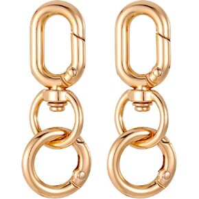 2 Pcs Double Opening Keychain Clip, Zinc Alloy Spring Snap Hooks Swivel Clasp Clips Metal Key Chain Clip with Key Ring for Keychains Lanyard Making Jewelry Clasps DIY Crafts（Gold）