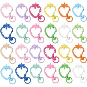 SUNNYCLUE 1 Box 30Pcs Strawberry Keychain Clasp Metal Lobster Claw Clasps Bulk Alloy Random Mixed Color Strawberries Swivel Snap Hooks Clips for Jewelry Making Handbag Key Chains DIY Crafts Findings