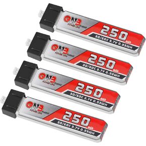Crazepony 1S Lipo Battery ، 4pcs 3.7v 250mAh 30c Blade Inductrix Battery Micro JST 1.25 Connector for Kingkong Tiny 6 Tiny Whoop FPV Racing Drone