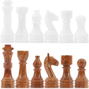 Marble Chess Pieces 3.5 Inch King Handmade Oceanic and Black 32 Chess Figures for Board Games, Suitable for Travel Chess Game