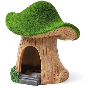 AnRui Green Moss Mushroom Aquarium Decor Cute Fish Tank Decorationss Resin Aquarium Decor Hideout Cave Ornament for Small Fish, Shrimp, Hermit Crab, Goldfish and Reptiles