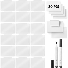 Mr. Pen- Basket Labels Clip On Set, 30 pcs Clip On Labels for Storage Bins with 2 Black Markers, Basket Tags, Easy to Clean