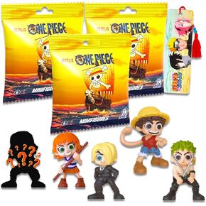 One Piece Mini Figures Blind Bag Set - Bundle with 3 Blind Bags Mystery Figures Plus Bookmark | One Piece Mini Figurines