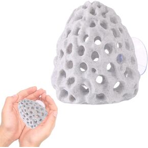 Shrimp Dome Hide, Plastic Porous Designed Aquarium Dome Hide Cave Shelter Hideout with Suction Cup Aquarium Decor Fish Tank Accessories for Small Fish Shrimp Guppy Hiding House Resting(White)