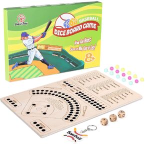 Baseball Board Game, Wooden Baseball Dice Game with Marbles, Baseball Travel Game and Indoor Table Game for Camping Family Gatherings, Baseball Gift for Teens Adults (Colourful Style)